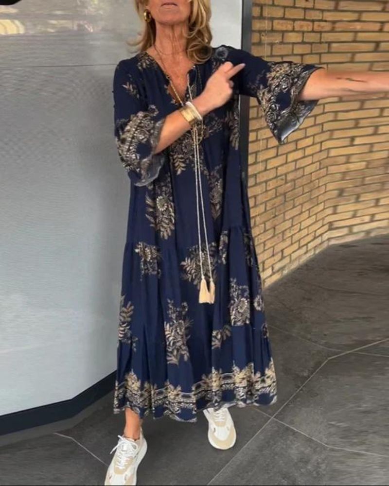 Irene™ | Lässiges Vintage-Kleid mit V-Ausschnitt