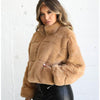 Annelie™ | Thermo-Jacke für kalte Tage - women leather jacket - Khaki / S