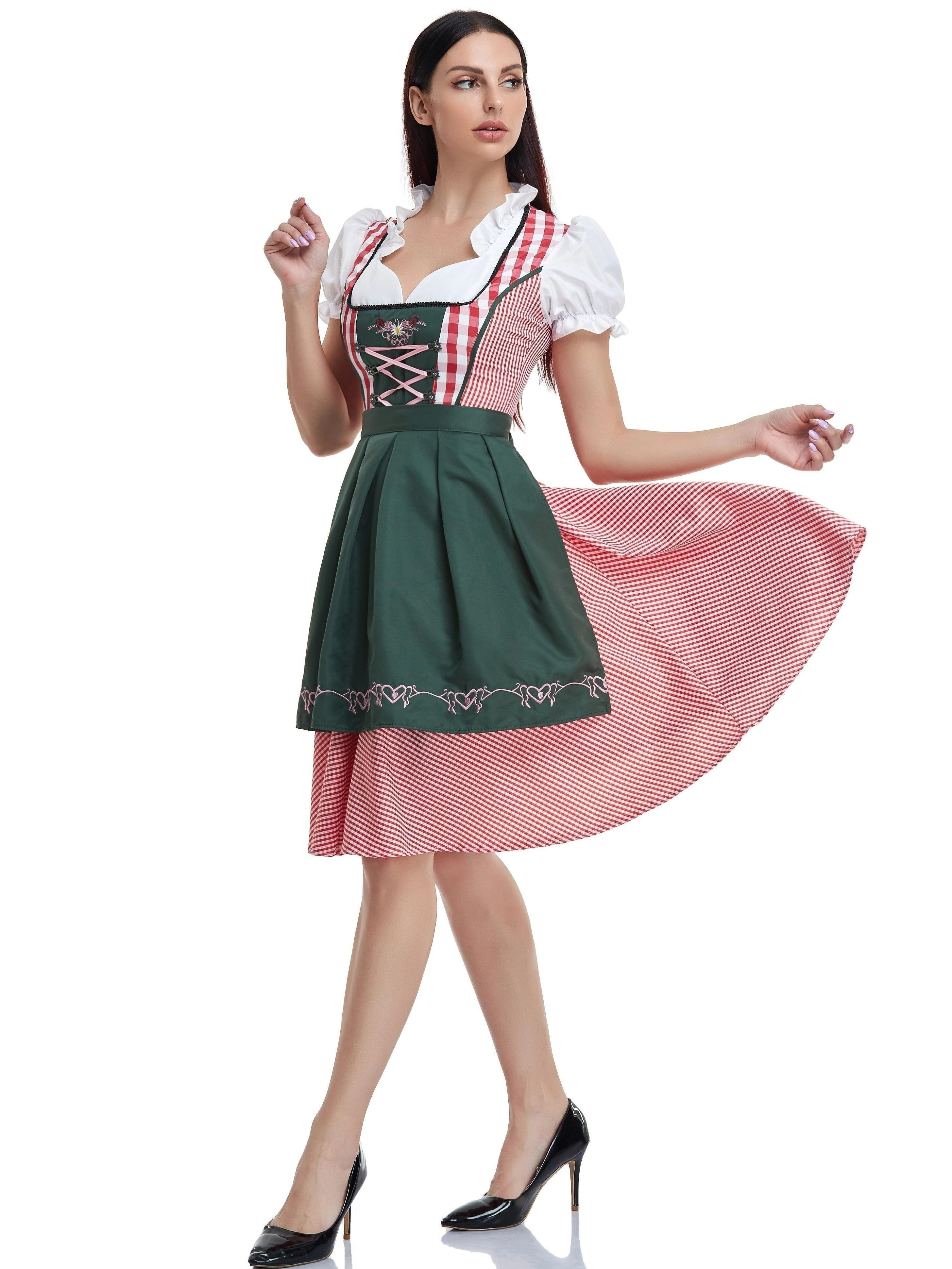 Damen Olivgrünes Dirndl Kleid Oktoberfest