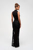 Kehla | Schwarzes Spitzen-Maxikleid mit hohem Schlitz
