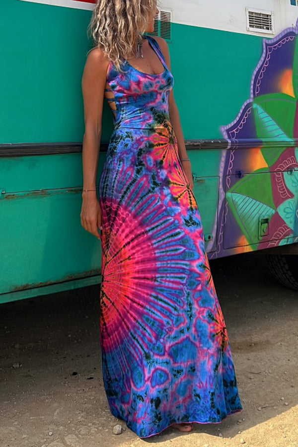 Talie | Tie-Dye Maxikleid mit Rückenschnürung