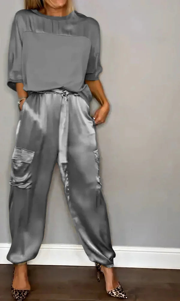 Zara | Satin Oberteil und Hose Set