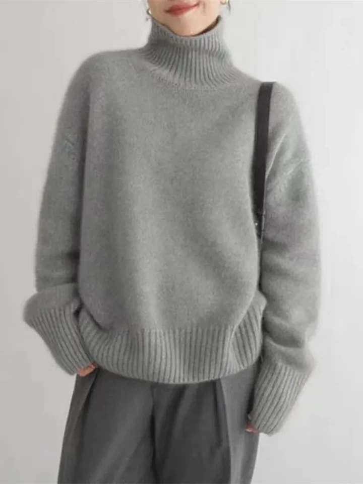 Vivien | Klassischer Rollkragenpullover - Sweater - Grau / S