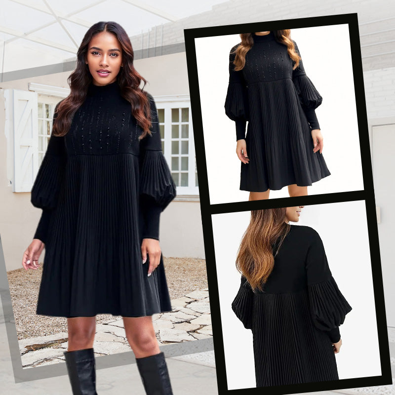 Liarra | Kleid mit Laternenärmeln & Stehkragen