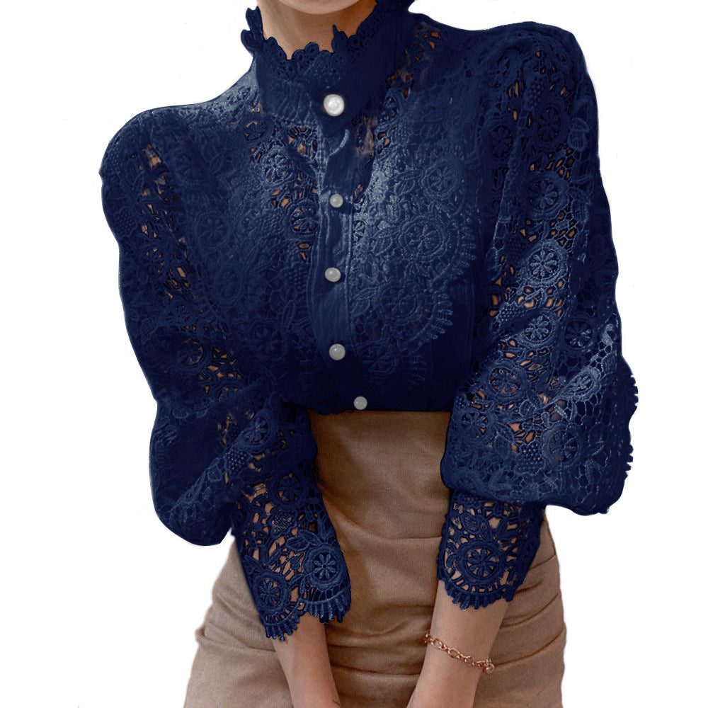 Cleah | Schickes langärmeliges Hemd im Retro-Stil mit Spitzen-Details