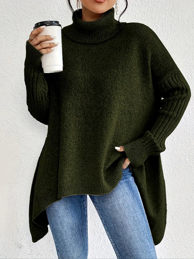 Briella | Eleganter Damenpullover, lang & kuschelig mit Rollkragen