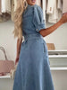 Luna | stilvolles Maxi-Jeanskleid mit langen Ärmeln für Damen