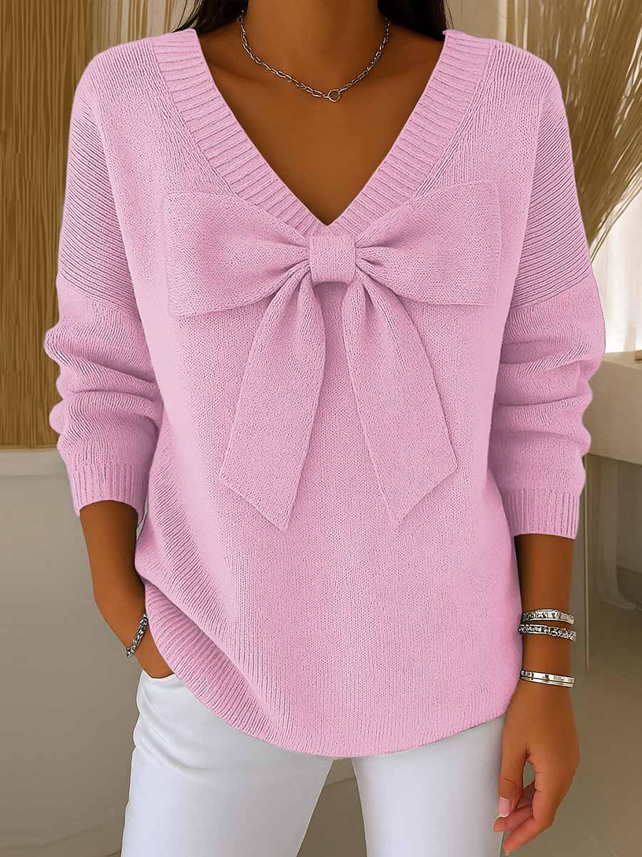 Rylie | Damen-Langarmshirt, mit Schleife & V-Ausschnitt