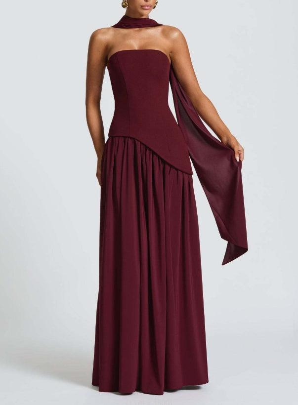 Amaris | stilvolles Maxikleid mit Schlitz und Schleifendetail