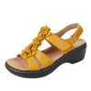 Jovi | Flache Damensandalen mit Rüschenblume