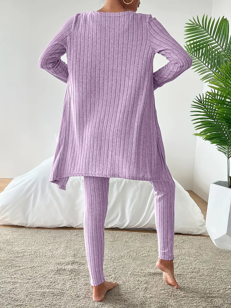 Chloe | Stilvolles 3-teiliges Set aus geripptem Strick