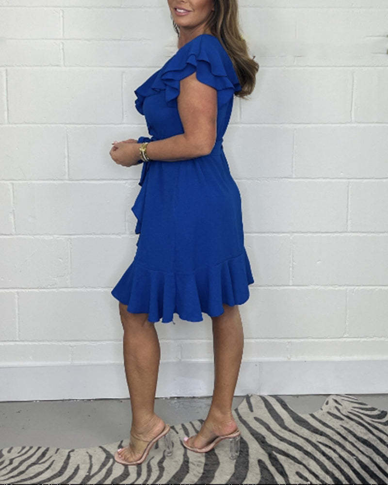 Bhea | Schickes Sommerkleid mit V-Ausschnitt und Volantdetails