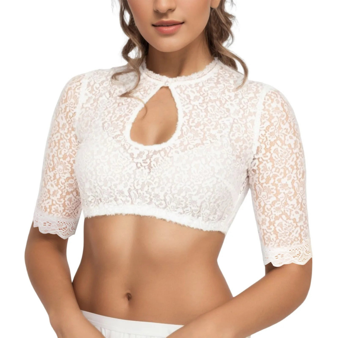 Oktoberfest Crop-Bluse aus Spitze für Damen