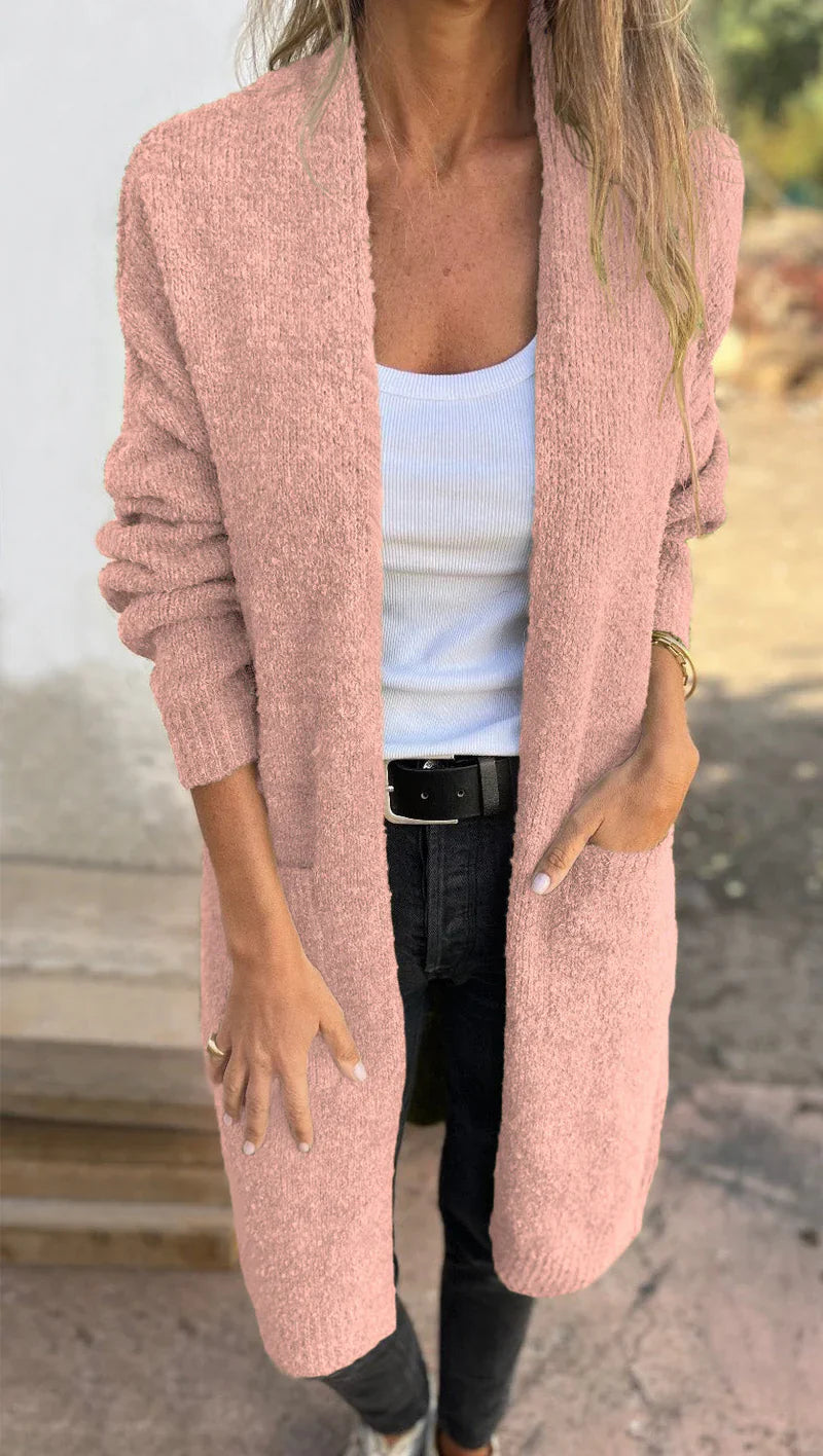 Helena™ | Kuscheliger Strickmantel - Kläder och Accessoarer - Rosa / S