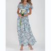 Tiera | Maxikleid mit geblümten Flatterärmeln aus Chiffon