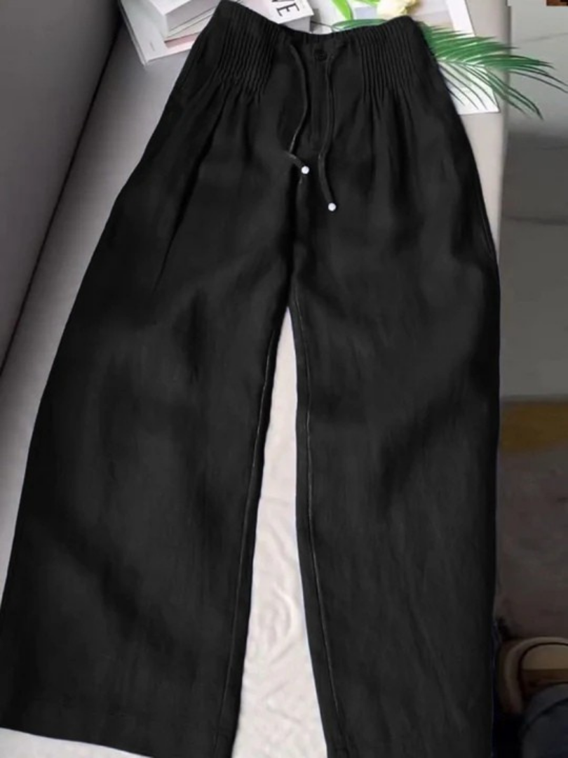 Janissa | Weite Hose aus Baumwoll-Leinen-Mix