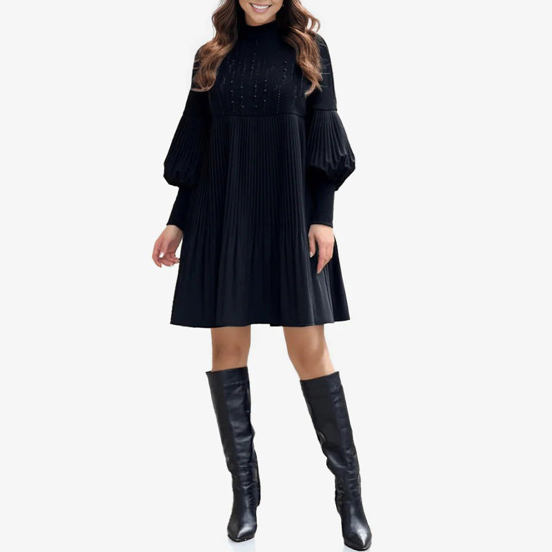 Liarra | Kleid mit Laternenärmeln & Stehkragen