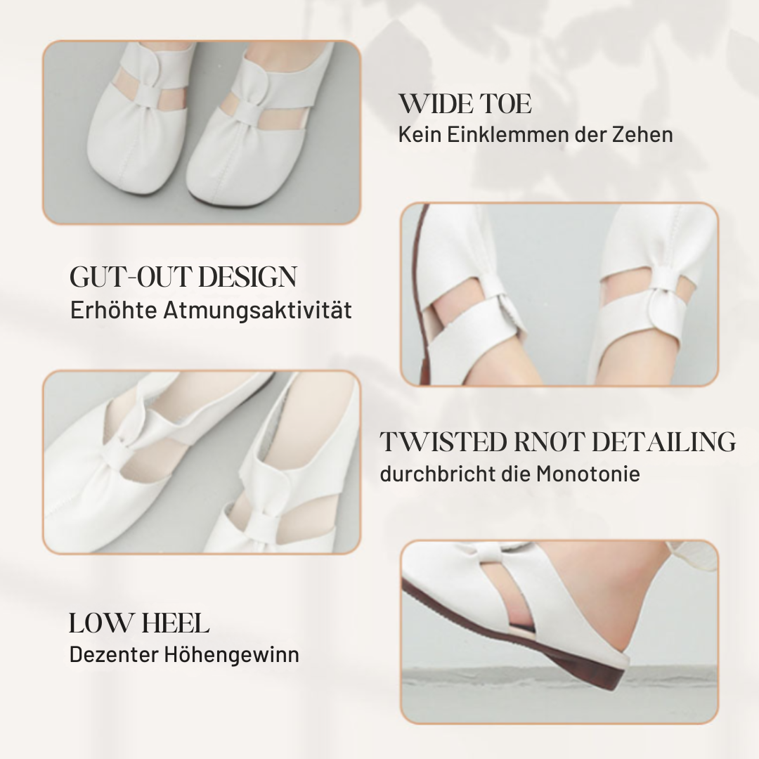 Diane | Flache Pantoletten in Lederoptik mit Ausschnitten