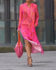 Kia | Langarmkleid mit Schlitz und Leo-Print