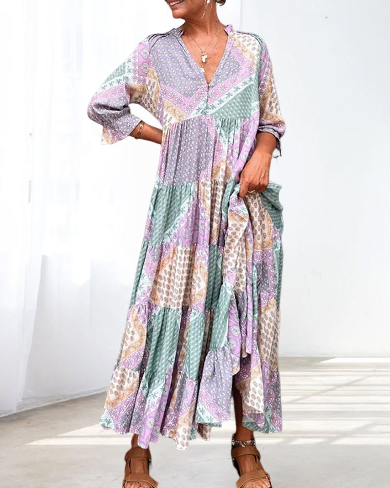 Odette | Stilvolles Midikleid mit buntem Muster