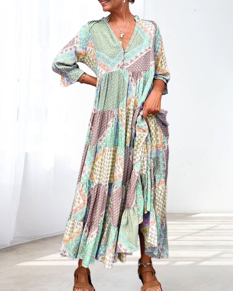 Odette | Stilvolles Midikleid mit buntem Muster