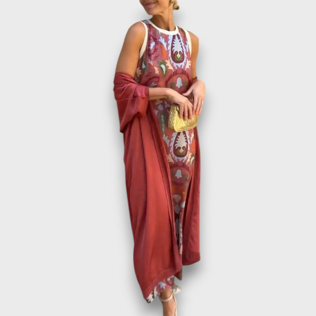 Melody | stilvolles Maxikleid mit gemütlicher Strickjacke
