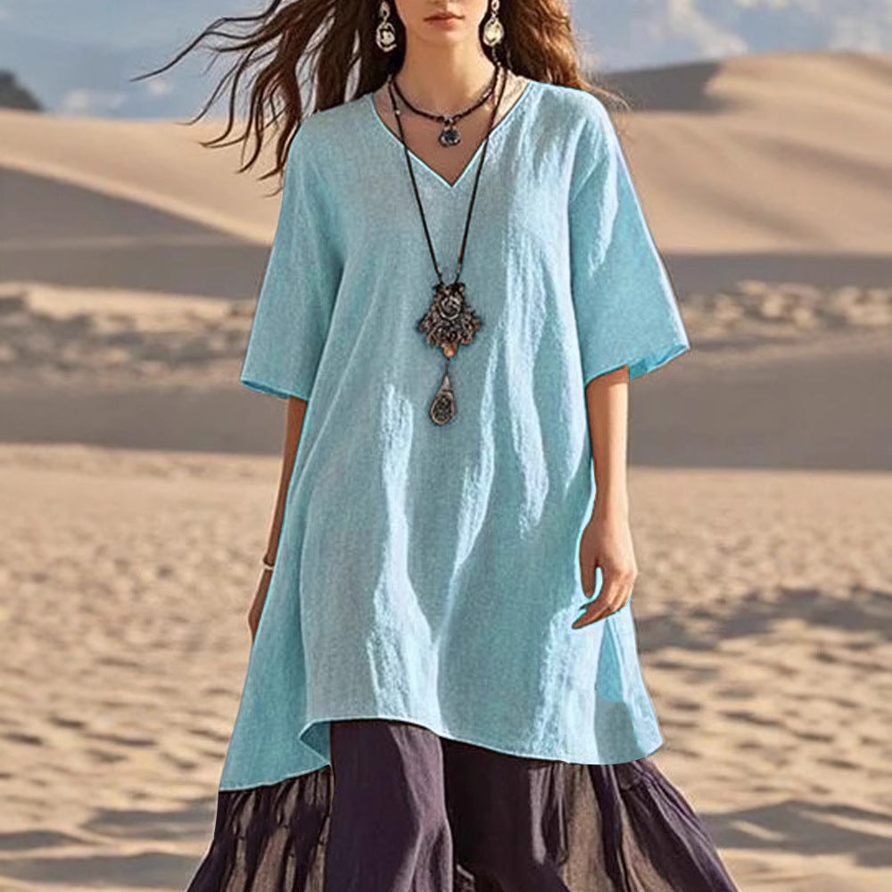 Yasmine | elegantes lässiges Kleid mit V-Ausschnitt