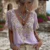Liora | Leinen-T-Shirt mit Stickblumen