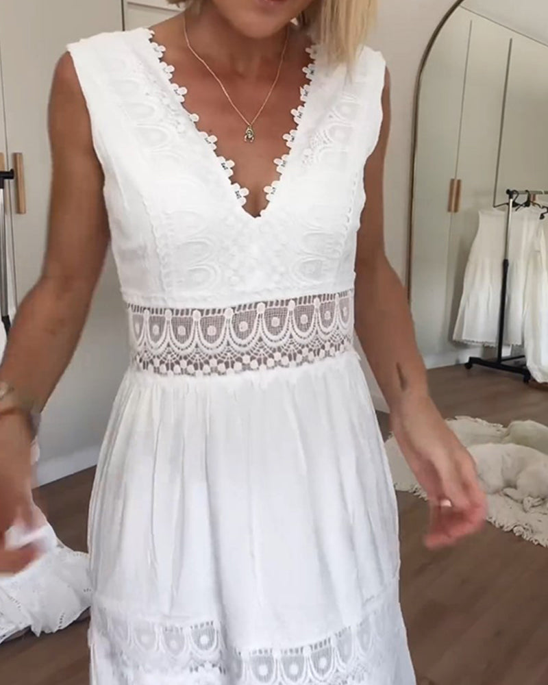 Daniela | Elegantes Spitzen-Tankkleid mit V-Ausschnitt