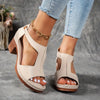 Zinia | Elegante T-Strap-Keilsandalen mit Schnalle