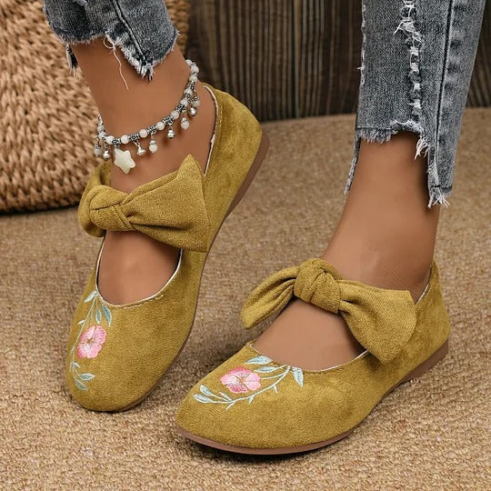 Nataly | modische flache Schuhe mit Schleifenakzent