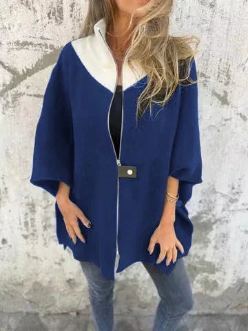 Mika | Lässige Jacke mit hohem Kragen - Jacket - Blau / S