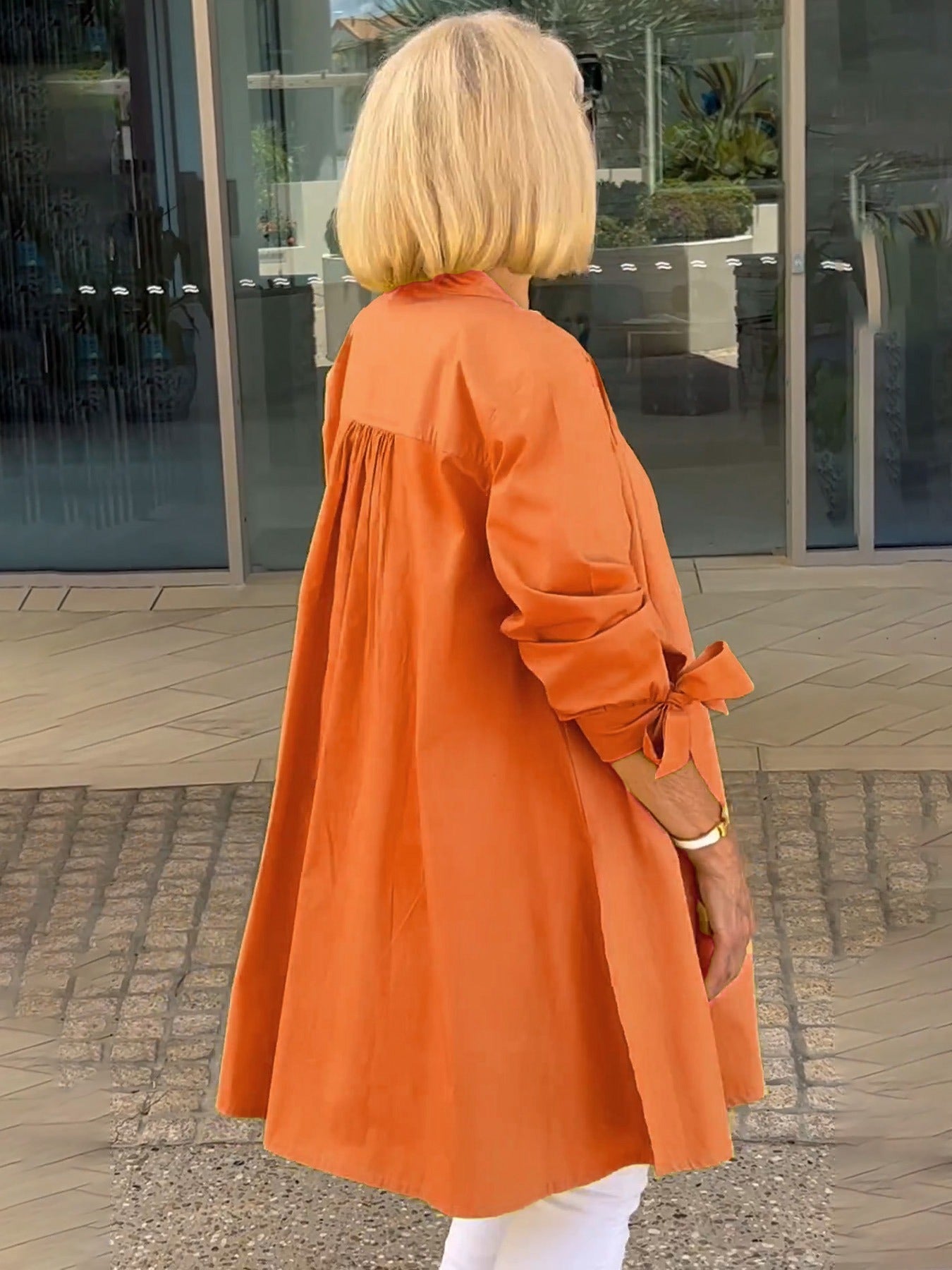 Tesla | Lange Hemdjacke aus Baumwolle für Frauen