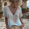 Liora | Leinen-T-Shirt mit Stickblumen