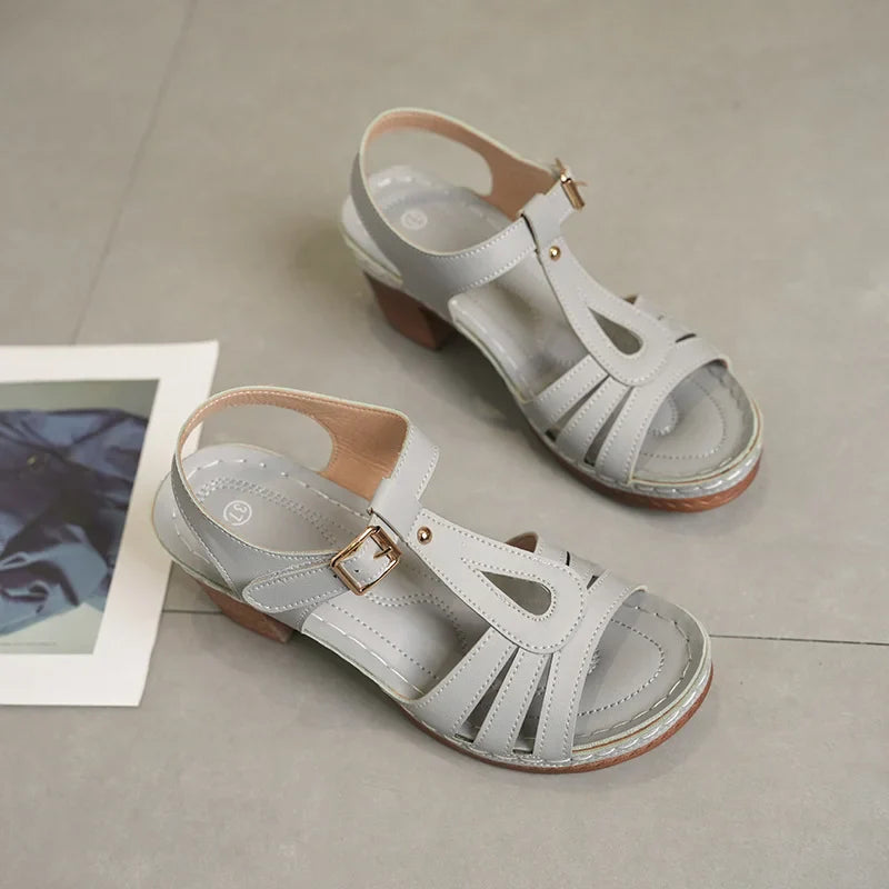 Lotus | Damen Sandalen mit Blockabsatz und Cut-Outs