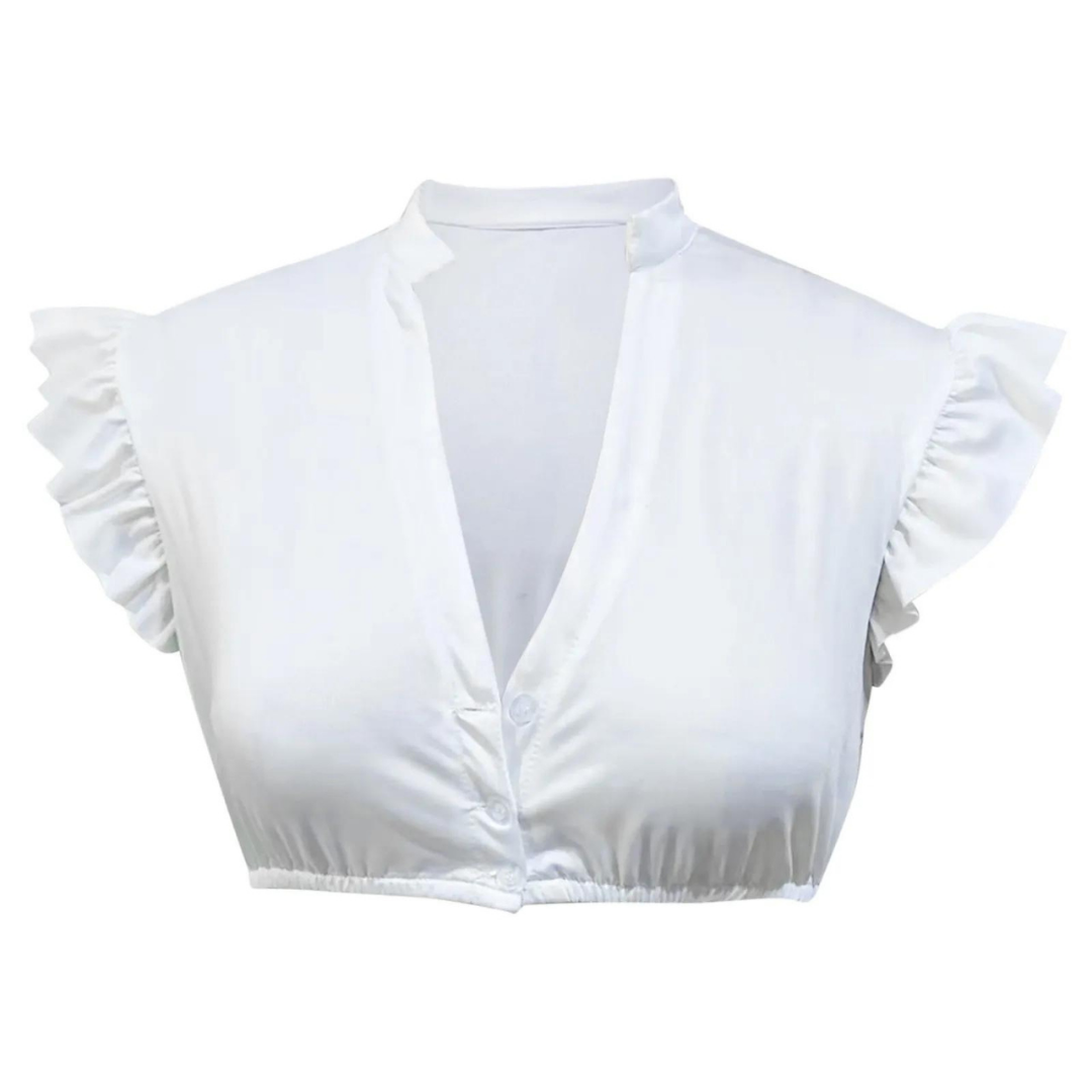 Damen Dirndlbluse in Weiß mit traditionellem Oktoberfest-Stil