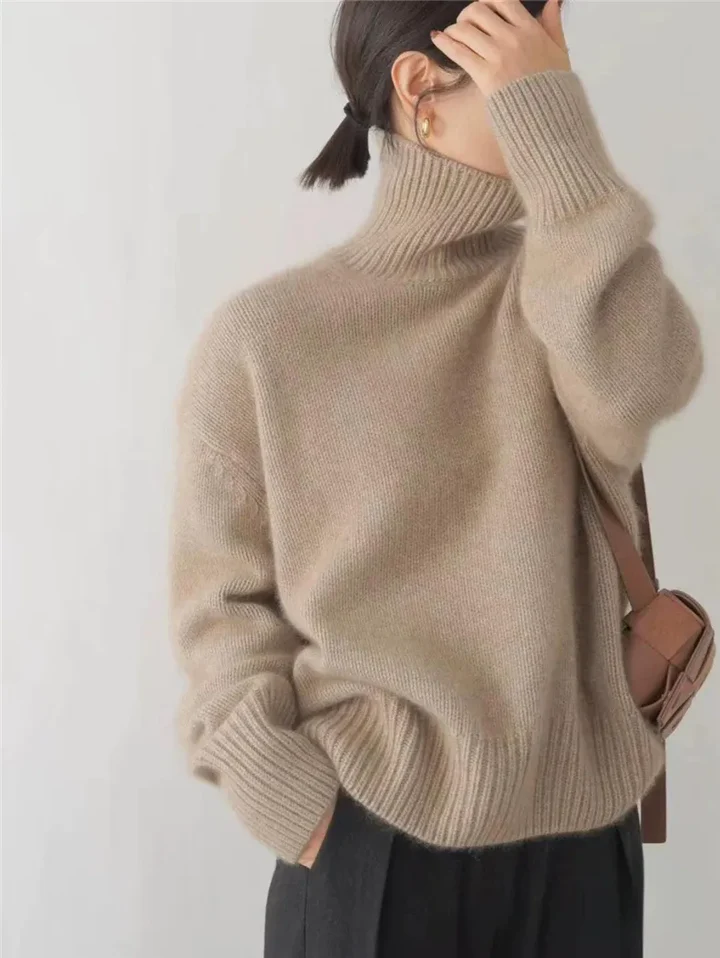 Vivien | Klassischer Rollkragenpullover - Sweater - Khaki / S