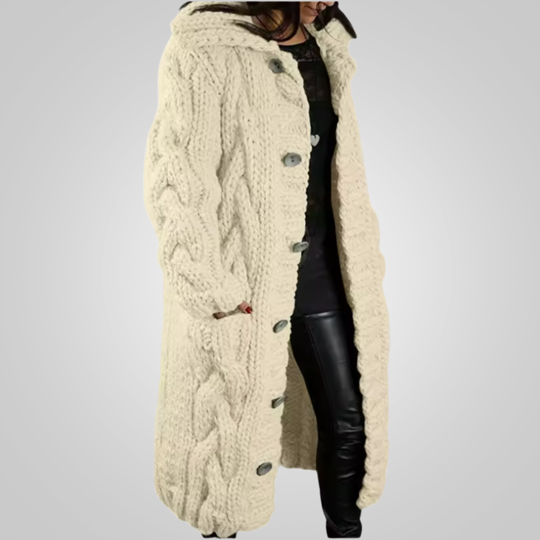 Rosa | Kuschelige Strickjacke mit Kapuze