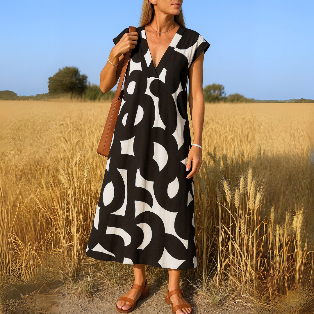 Teresa | elegantes Kleid mit fließendem V-Ausschnitt