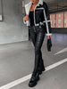 Marcelline™ – Elegante Lederjacke mit Plüschbesatz - Jackets - Schwarz Ecru / S