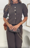 Alicia | Damen-Set, Puffärmel-Top & ausgestellte Hose