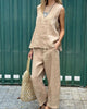 Saige | Ärmelloses Set und Hose aus Baumwolle und Leinen