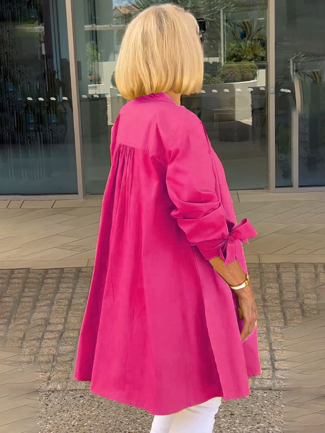 Tesla | Lange Hemdjacke aus Baumwolle für Frauen