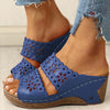 Cari | Bestickte Wedge-Sandalen aus Leder