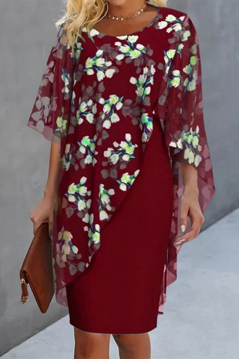 Risse | Midikleid mit floralem Überwurf
