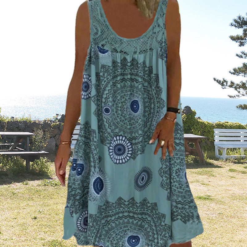 Grant | Ärmelloses Midi-Jochkleid mit Prints