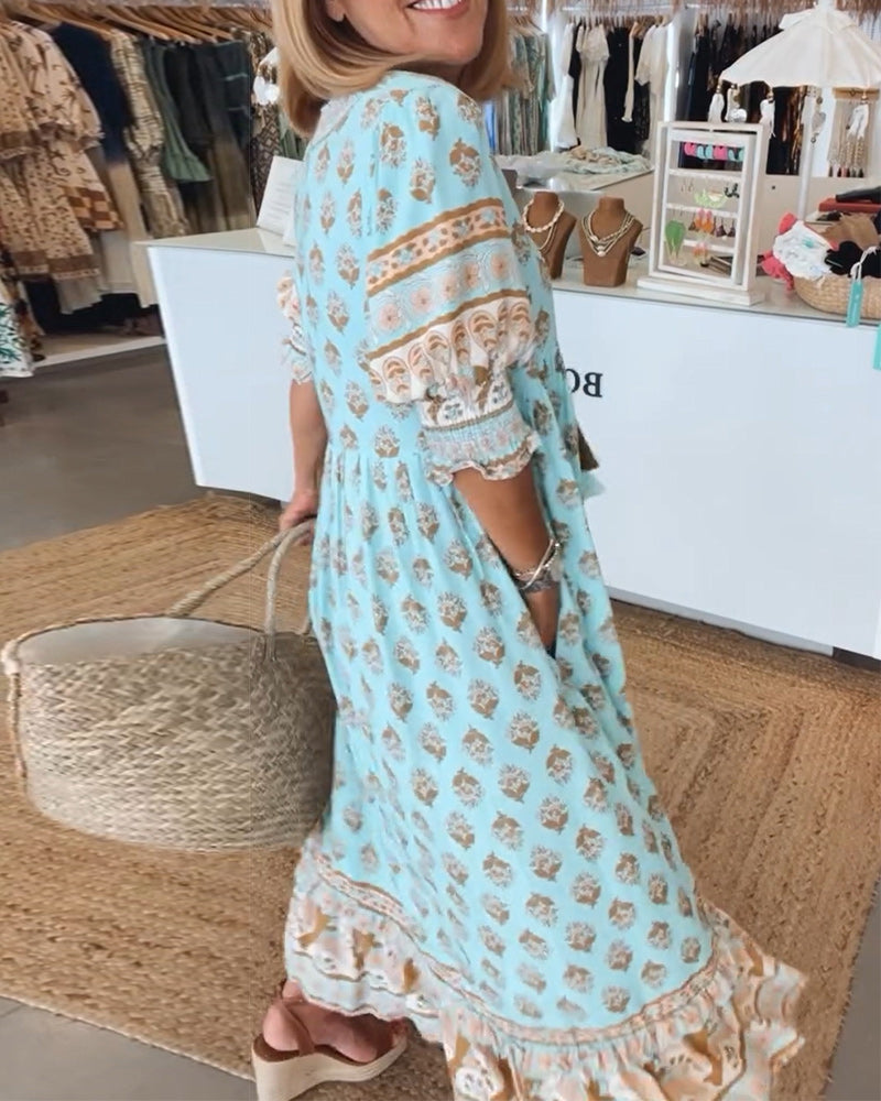 Liana | Bedrucktes Kleid mit V-Ausschnitt