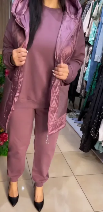 Melozie | Zweiteiliges Set mit Pailletten-Kapuzenweste