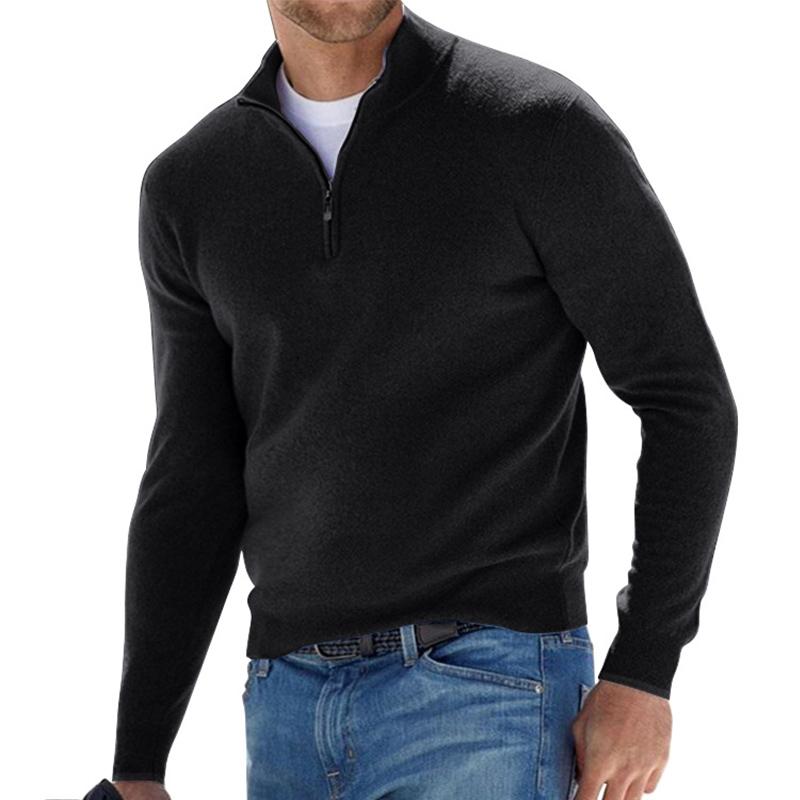 Sebas | Zip-Up Sweater - Schwarz / S