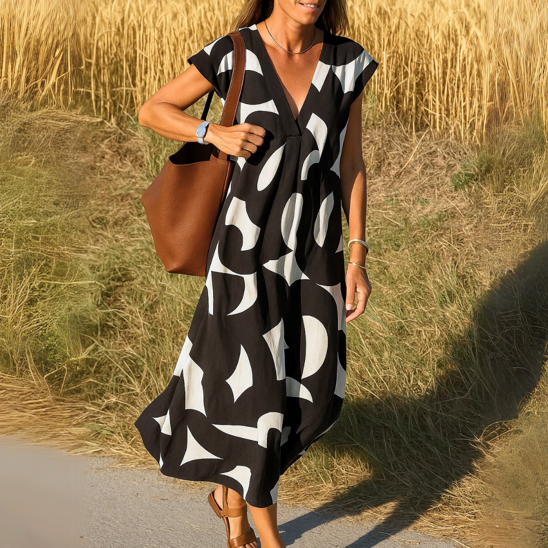 Teresa | elegantes Kleid mit fließendem V-Ausschnitt